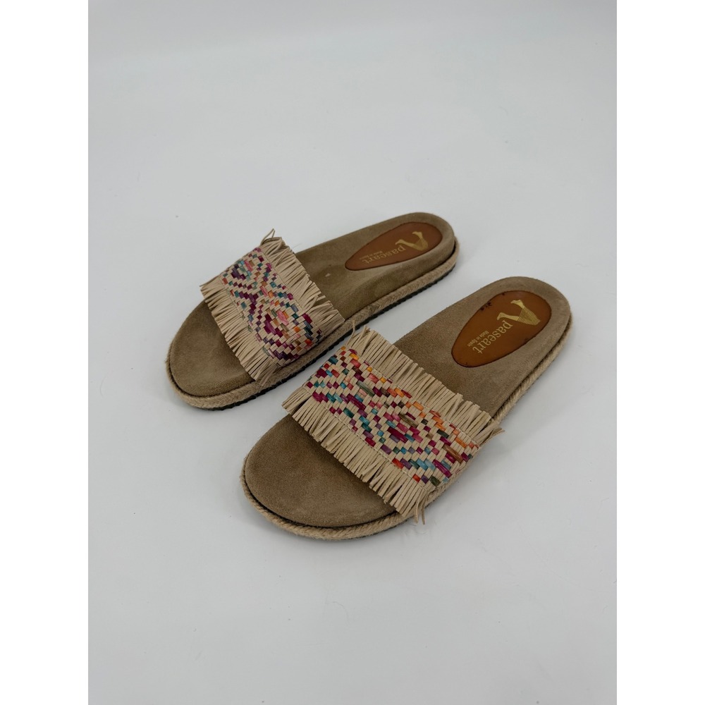 Paseart Made in Spain Multi Color Woven Fringe Espadrille Slide Sandals Size 39